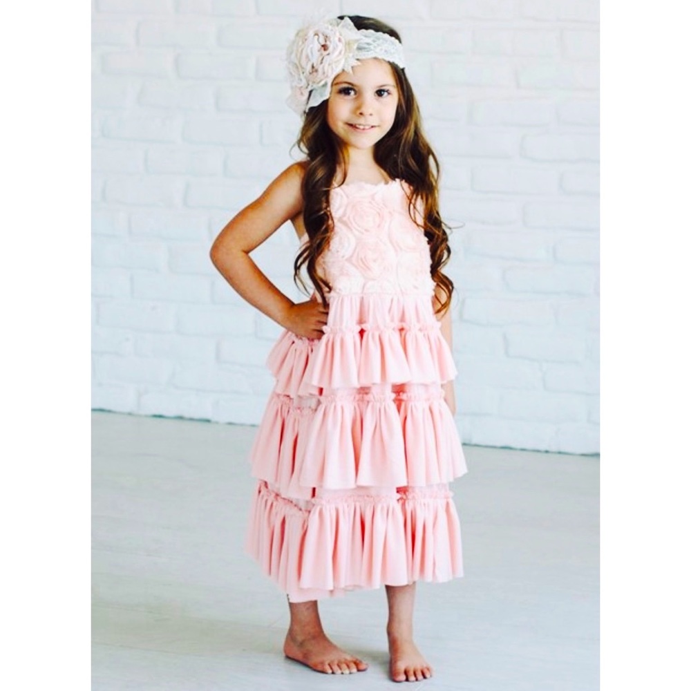 COPY - SALE - NWOT Gorgeous Girls Dress Ruffles & Rosettes Size 4 | Girls Maxi